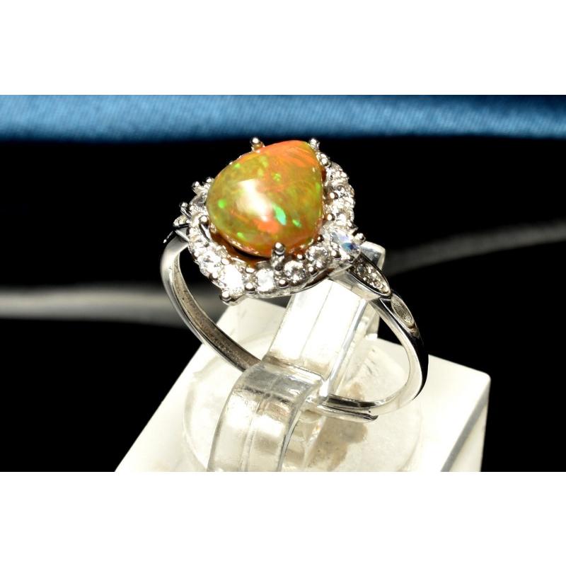 1点物】Silver925◇遊色効果 プレシャスオパール 9x8mm ドロップ 指輪 