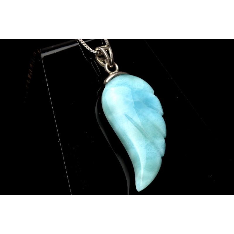 1点物】Silver925◇三大ヒーリング ラリマー 27x13mm 天使の羽 