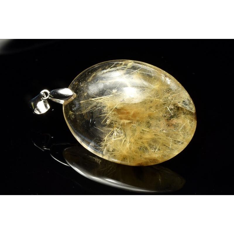 【１点物】Silver925◇ タイチンルチルクォーツ　31x24mm　オーバル ペンダントトップ _PD2071の画像