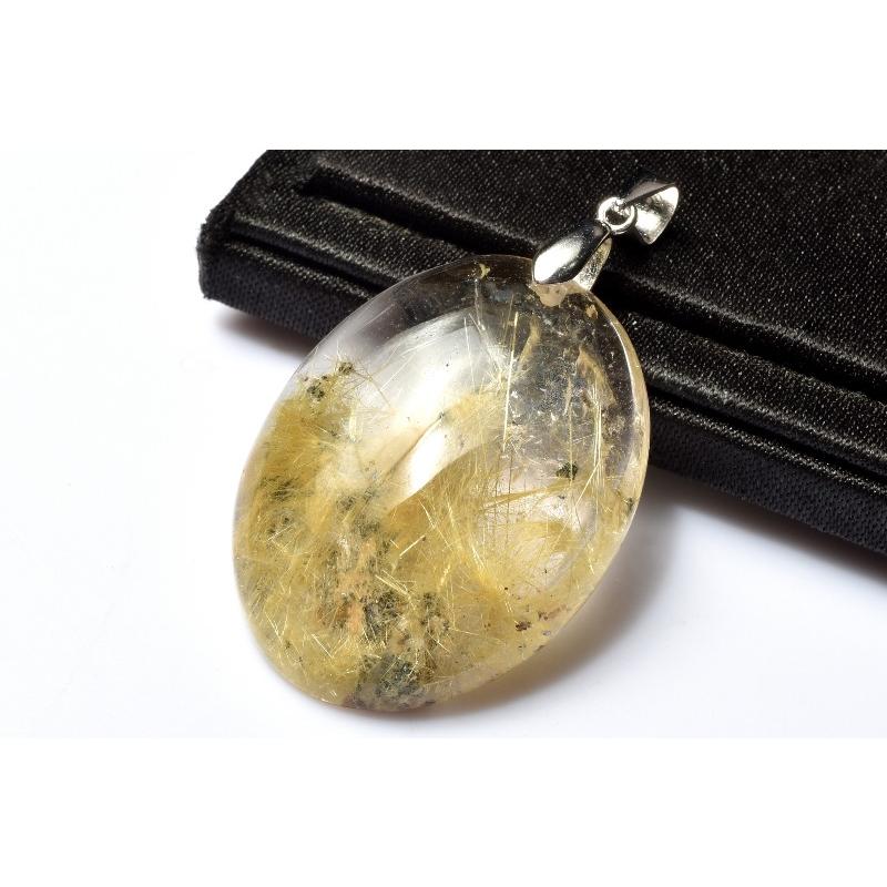 【１点物】Silver925◇ タイチンルチルクォーツ　31x24mm　オーバル ペンダントトップ _PD2071の画像