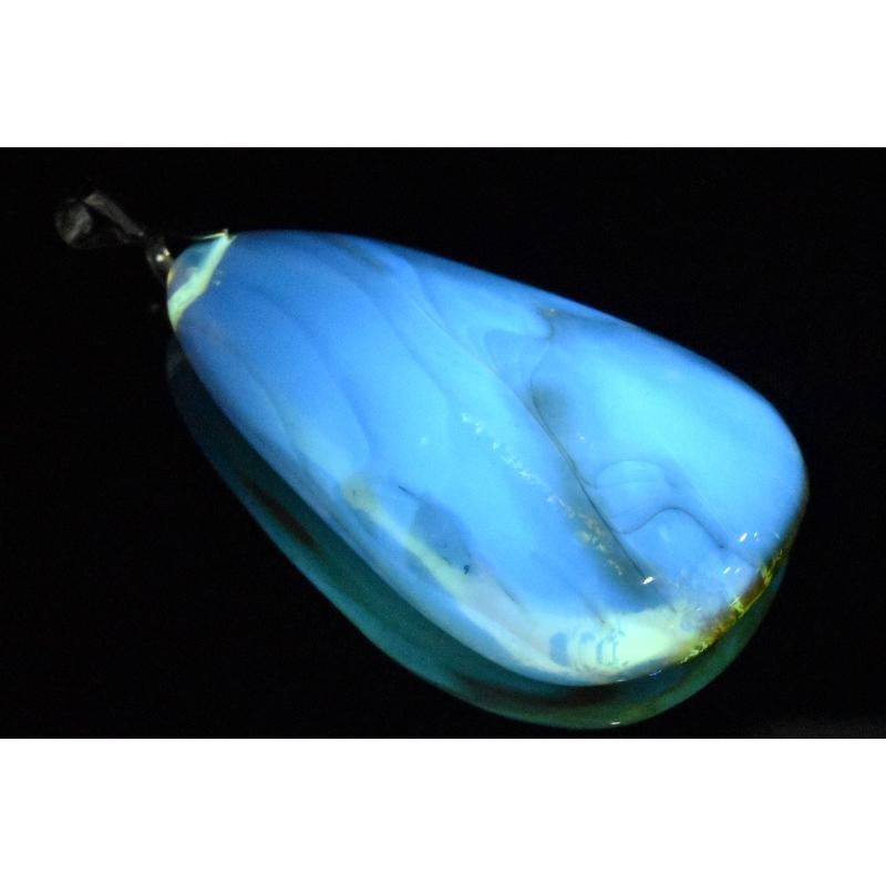 1点物】Silver925◇植物入り アンバー琥珀 44x27mm ドロップ
