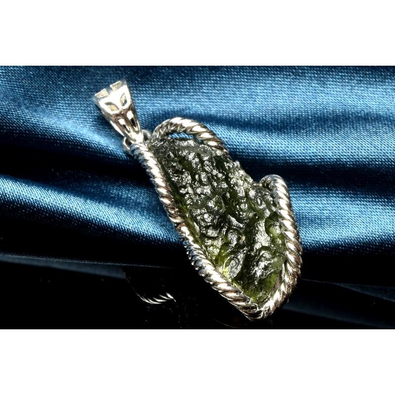 1点物】AAAA+☆宇宙の神秘 Silver925 モルダバイト 22x8mm 原石