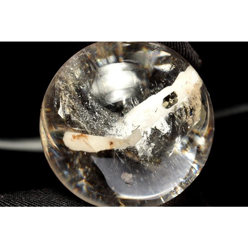 1点物】ホワイトカルサイト入り！ パイライトインクォーツ 27mm 丸玉