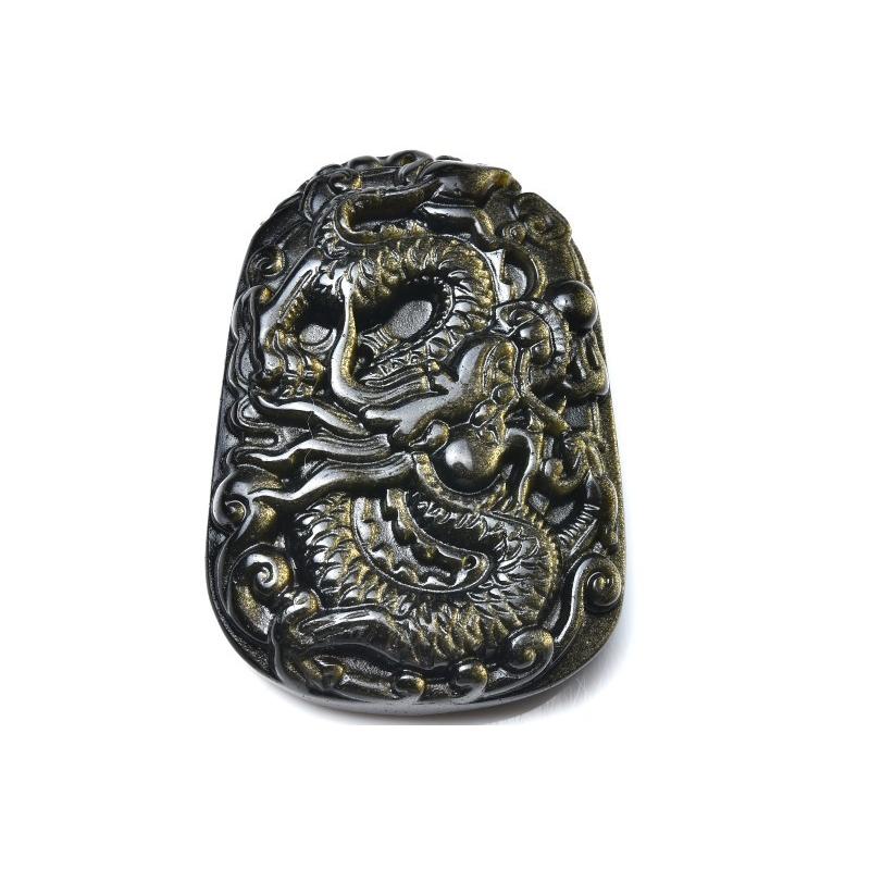 ゴールデンオブシディアン 57x40mm 青龍 穴あき_PR2676 : ラトリエ