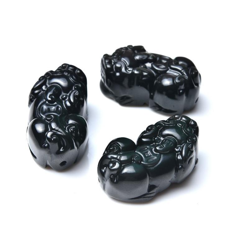レインボーオブシディアン 29x15mm 貔貅（ひきゅう）穴あき_PR2972-1