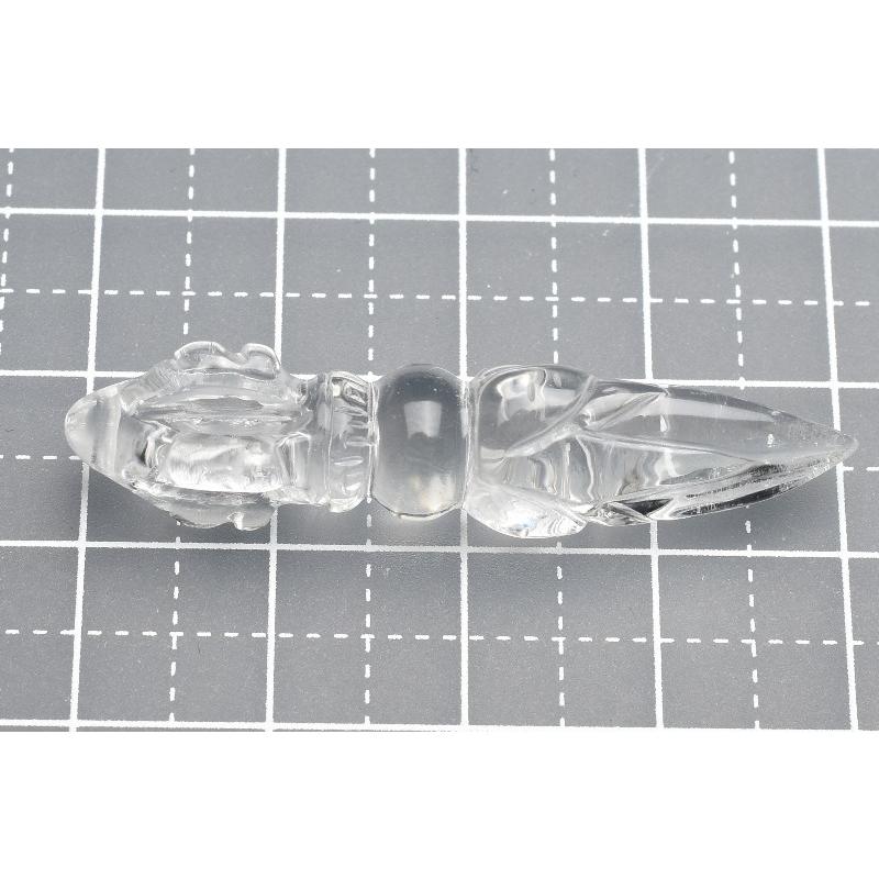 本水晶 チベット密教法具 金剛杭 独鈷杵 ブルパ 41-45x9-11mm (トップ