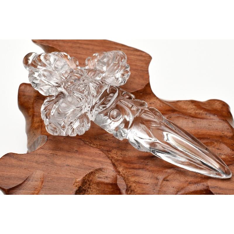 本水晶 チベット密教法具 金剛杭 独鈷杵 ブルパ 61-65x30-32mm (トップ