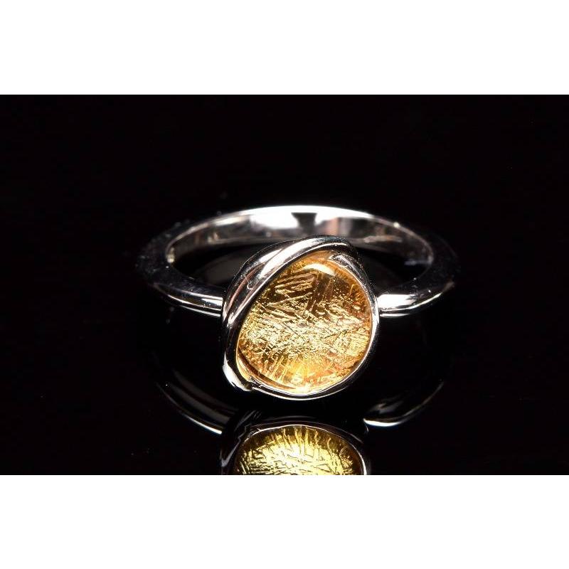 N*様 ●【特価品】SILVER925 メテオライト リング 11号 Silver925・ゴールド ギベオン(メテオライト隕石) 惑星プラネット 指輪