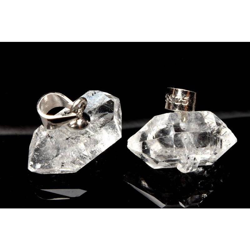 ハーキマーダイヤモンドペンダントトップ　大粒 Silver925◇希少 ハーキマーダイヤモンド 5-9x12-16mm 原石 ペンダント