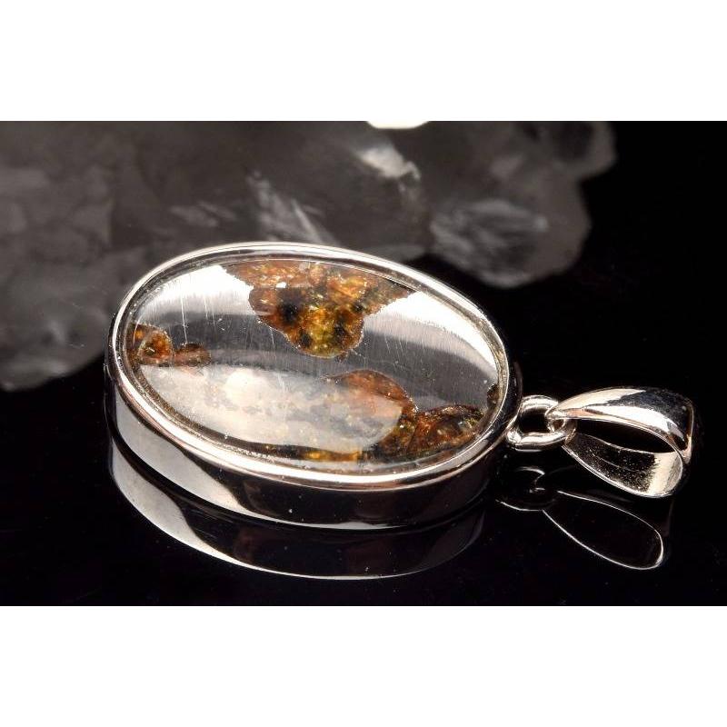 Silver925 パラサイト隕石 16x12mm オーバル ペンダントトップ 1個売り