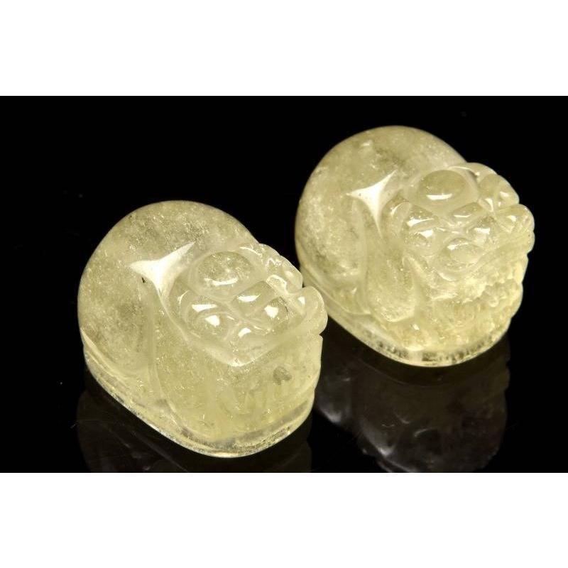 リビアングラス 14-15x11-12mm 貔貅彫刻(貫通穴) ビーズ 1個売り