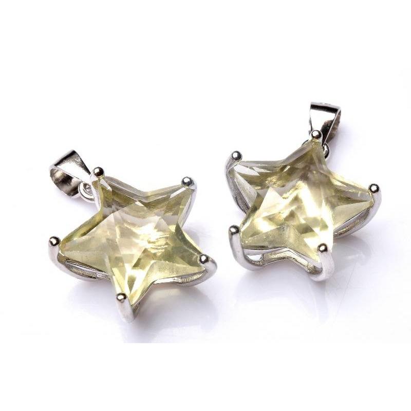 Silver925◇希少高品質 リビアングラス 12x12mm 星型 ペンダントトップ 