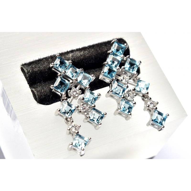 Silver925◇宝石質 スイスブルートパーズ 3x3mm ピアス _PRG2154