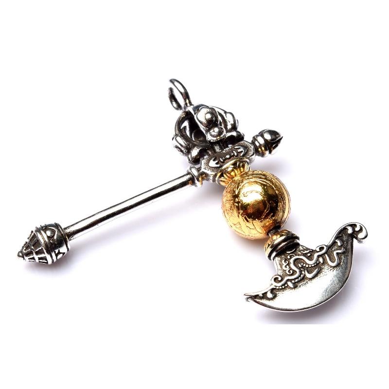 アルタイ隕石(メテオライト) 44x44(丸玉10)mm 鉞刀斧 ゴールド