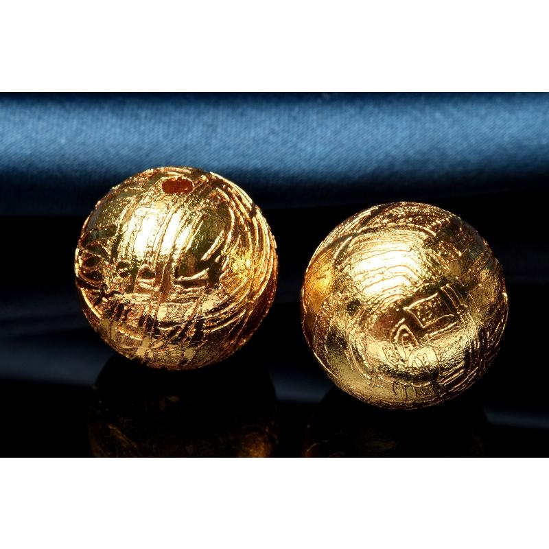 アルタイ隕石(メテオライト) 16mm 丸玉(貫通穴) ゴールドコーティング 