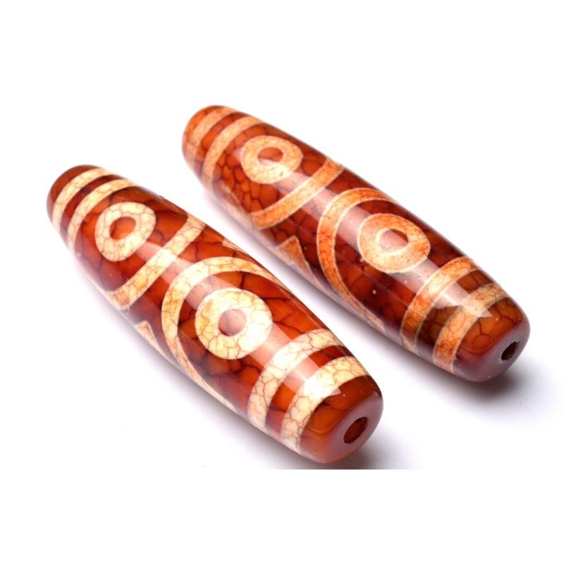 龍鱗鳳血天珠 48-51x14mm 三眼天珠 ビーズ 1個売り _PRG2255-2