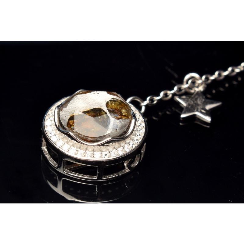 Silver925◇希少 パラサイト隕石 10mm ダビデの星 ペンダントトップ 1 