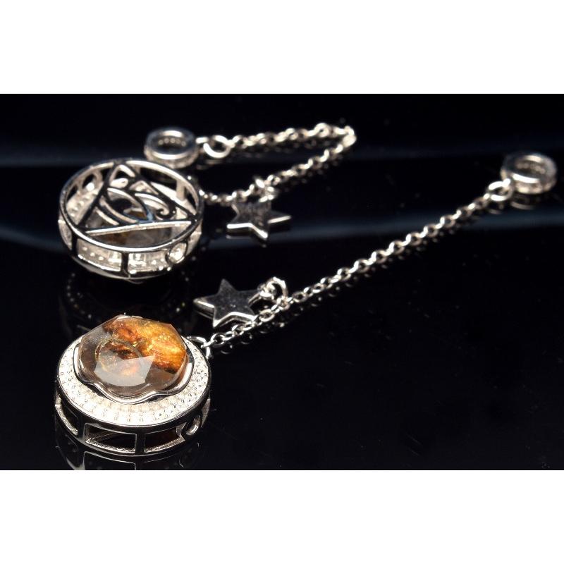 Silver925◇希少 パラサイト隕石 10mm ダビデの星 ペンダントトップ 1 