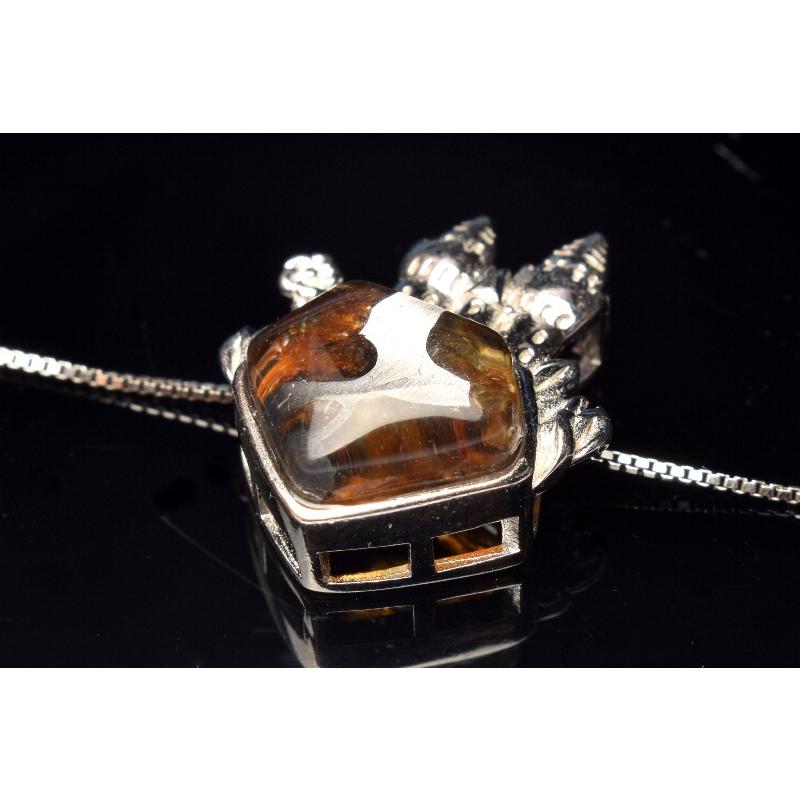 Silver925◇希少 パラサイト隕石 10x12mm キャッスル ペンダントトップ