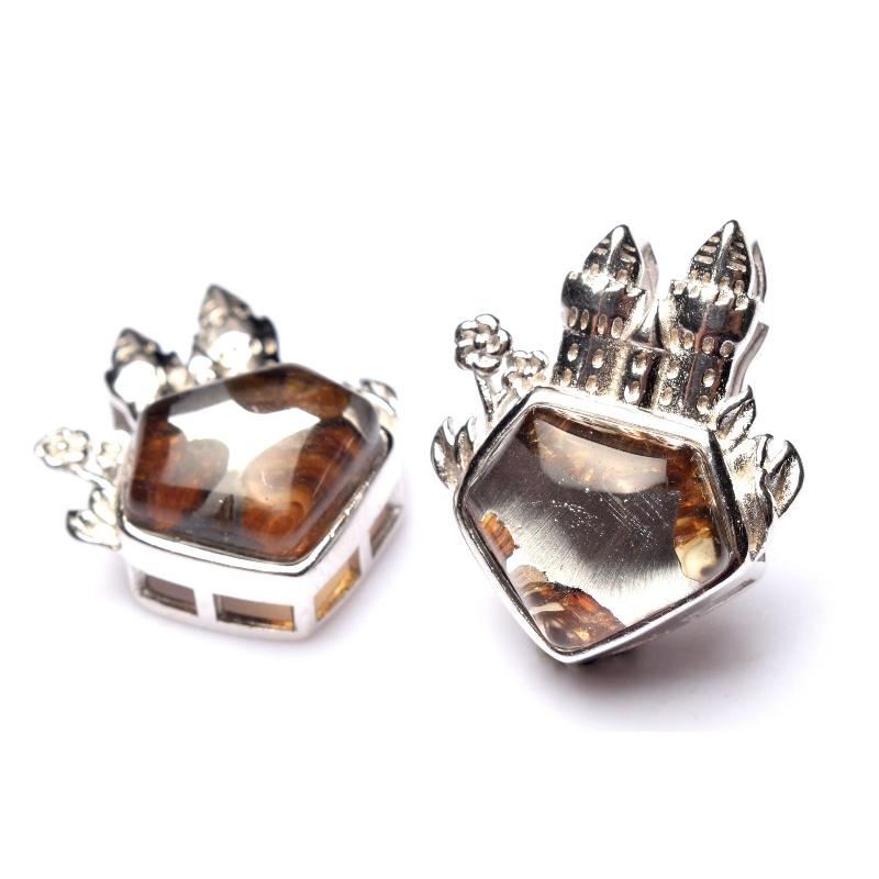 Silver925◇希少 パラサイト隕石 10x12mm キャッスル ペンダントトップ