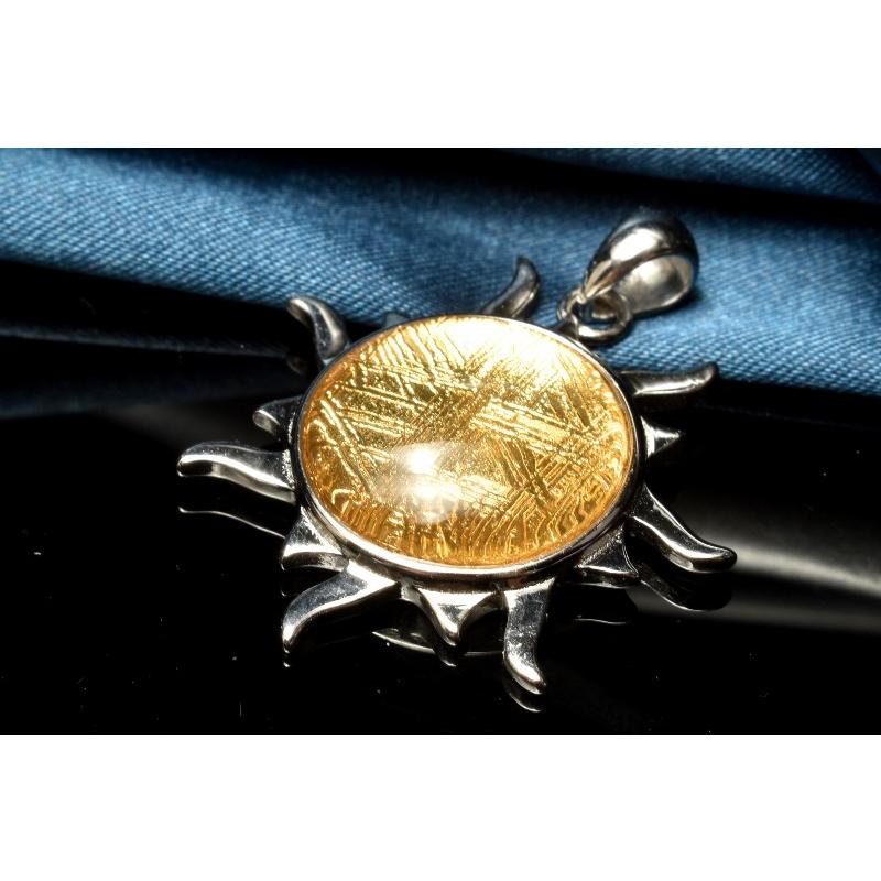 スウェーデン産Silver925◇ ギベオン(メテオライト隕石) 15mm ゴールド