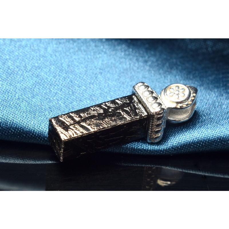 Silver925 アルタイ隕石(メテオライト) 14x5mm ブラックコーティング