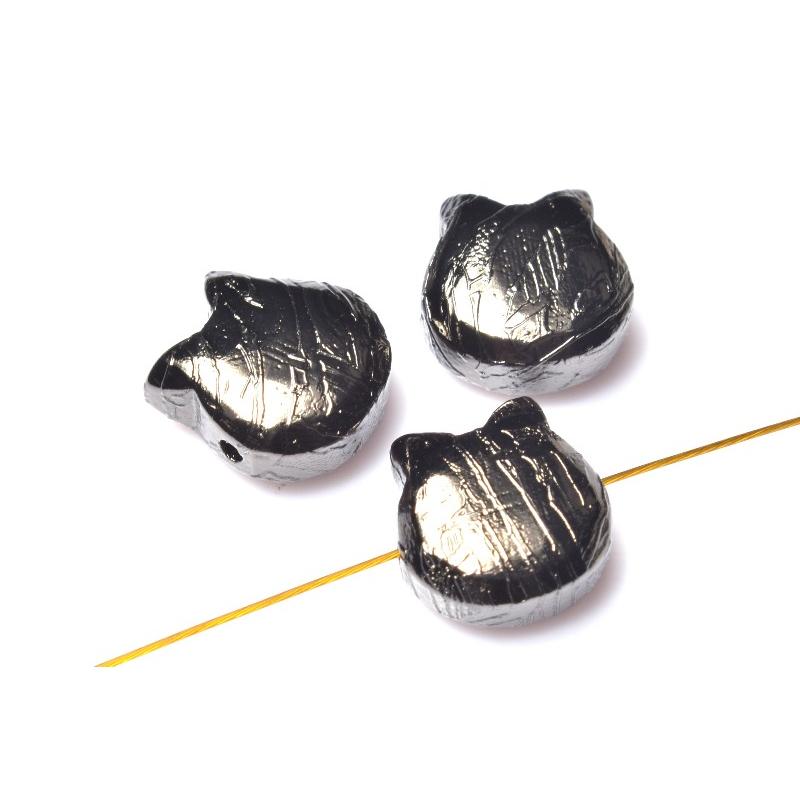 アルタイ隕石(メテオライト) 10x10mm 猫(貫通穴) ブラックコーティング