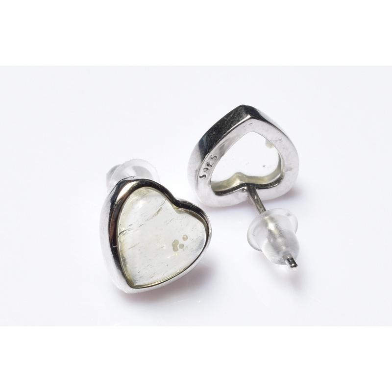 Silver925◇宝石質 リビアングラス 7x7mm ハート ピアス _PRG2430