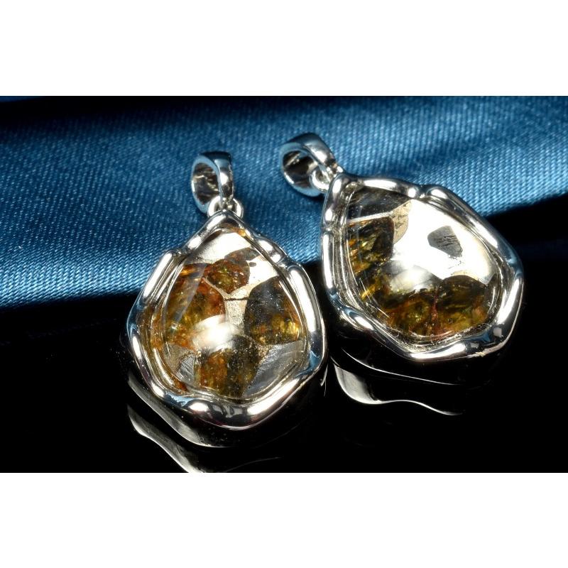 ロシア産◇希少 パラサイト隕石 13x9-10mm ドロップ ペンダントトップ 