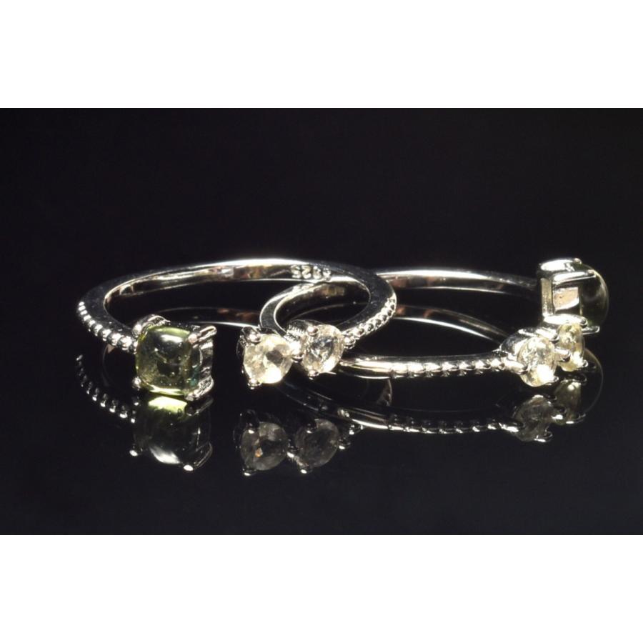 Silver925◇宇宙のパワー モルダバイト＆リビアングラス 3-4mm 指輪