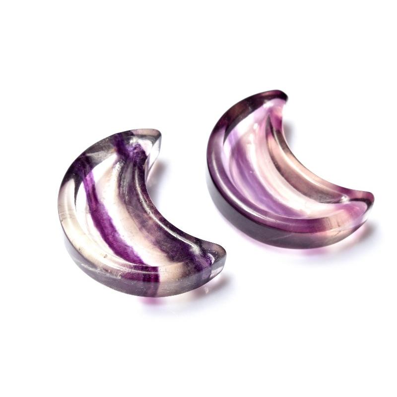 パープル フローライト 31x21mm 三日月 小皿 置物 1個売り _PRG2456-2