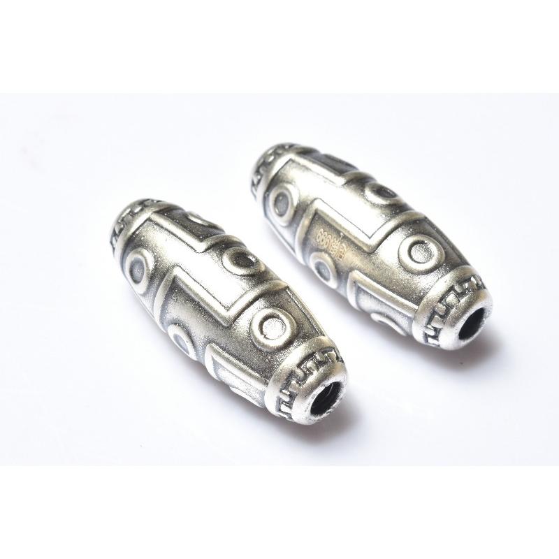 足銀 九眼天珠 25x10mm 天珠 ビーズ 1個売り _PRG2461 : ラトリエ