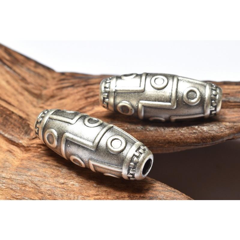 足銀 九眼天珠 25x10mm 天珠 ビーズ 1個売り _PRG2461 : ラトリエ