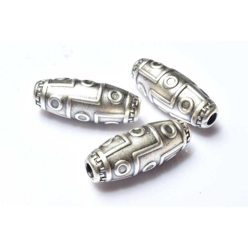 足銀 九眼天珠 25x10mm 天珠 ビーズ 1個売り _PRG2461 : ラトリエ