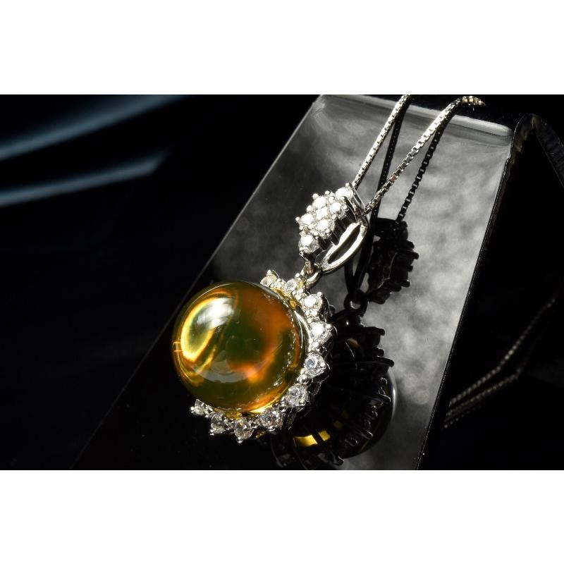 Silver925◇メキシコ産 ブルーアンバー琥珀　12mm　ネックレス 1個売り _PRG2498-3の画像
