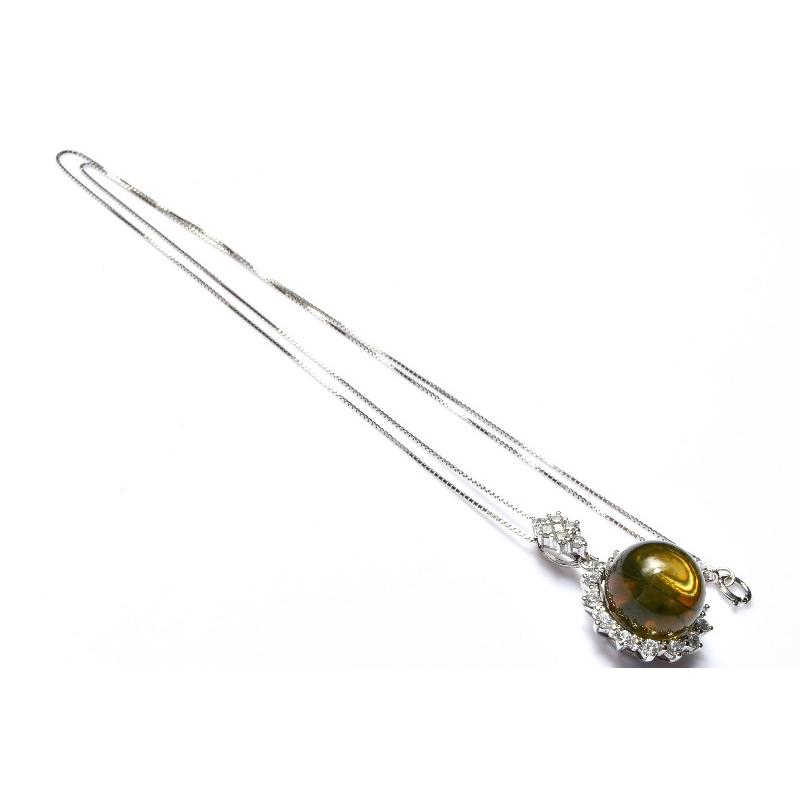 Silver925◇メキシコ産 ブルーアンバー琥珀　12mm　ネックレス 1個売り _PRG2498-3の画像