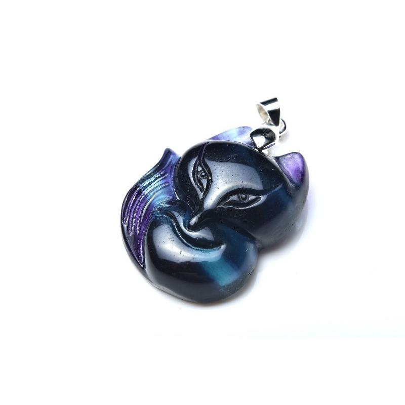 【0313】ペンダントトップ フローライト 九尾狐 九尾狐 フローライト 21x27mm ペンダントトップ_PRG41