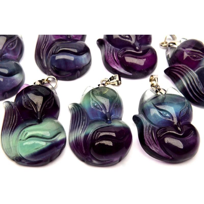 【0313】ペンダントトップ フローライト 九尾狐 九尾狐 フローライト 21x27mm ペンダントトップ_PRG41