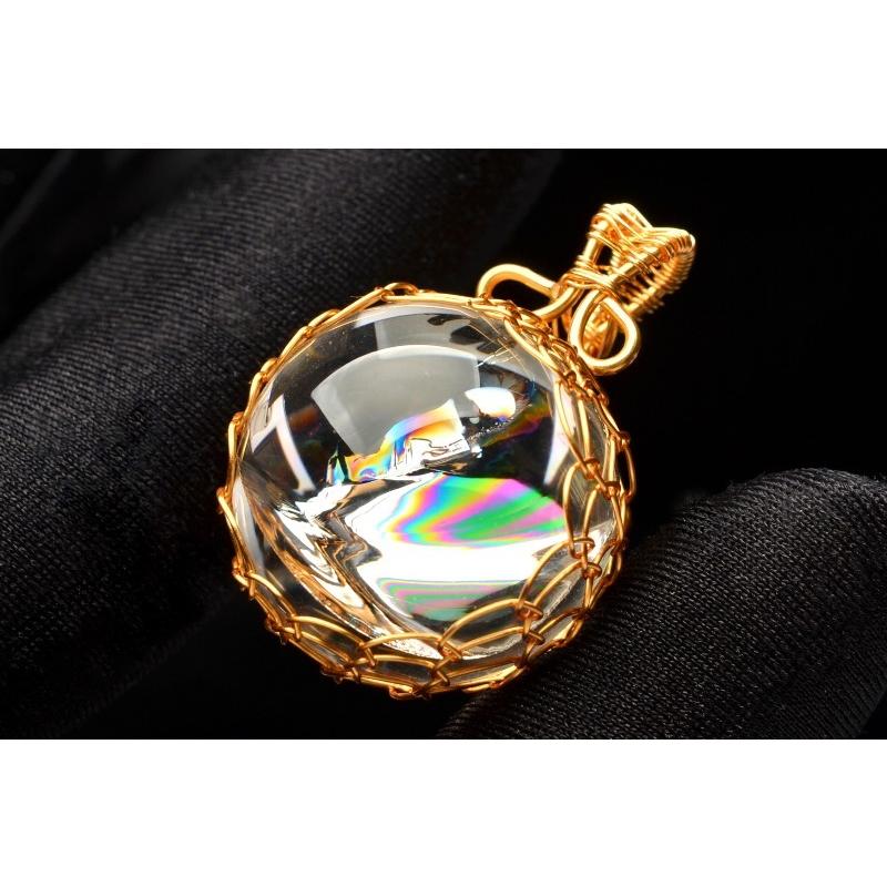 虹入り アイリスクォーツ 23mm 勾玉 ルース(トップ穴あき) 1個売り_