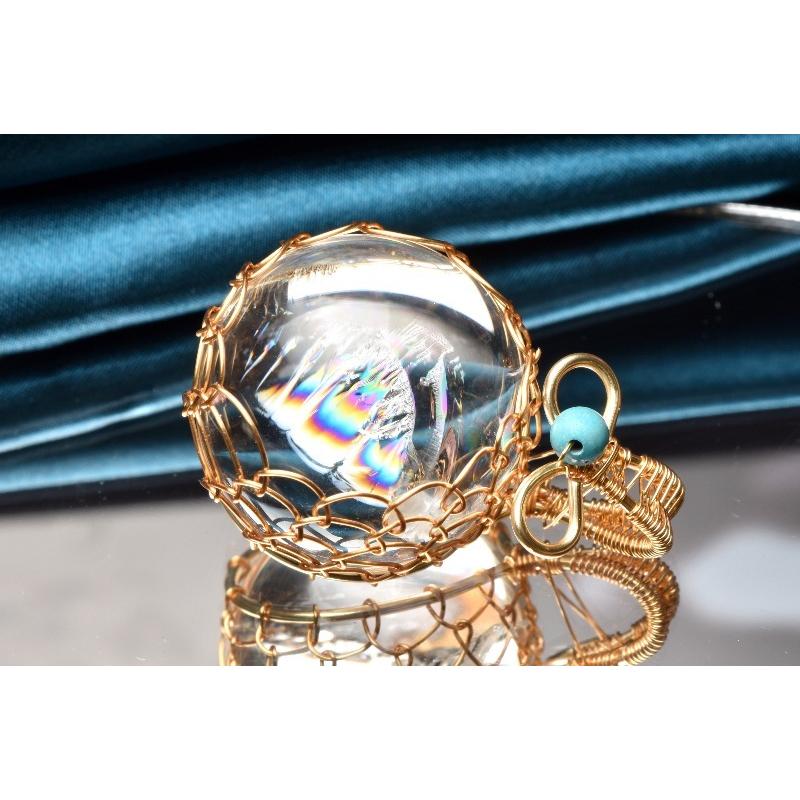 虹入り水晶 アイリスクォーツ 23mm 丸玉 ペンダントトップ_PRG632-2