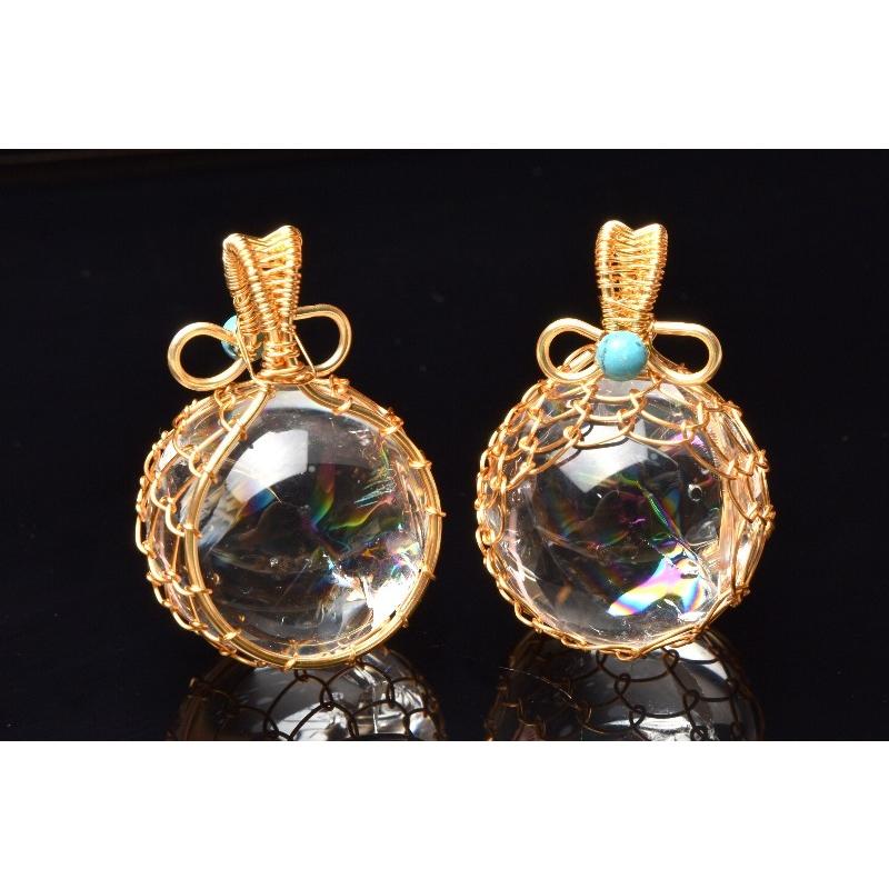 虹入り水晶 アイリスクォーツ 23mm 丸玉 ペンダントトップ_PRG632-2