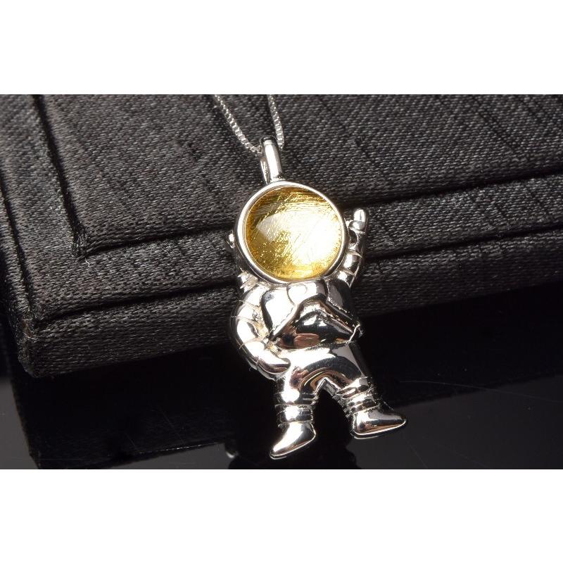 Silver925 ギベオン 7.5mm ゴールド 宇宙飛行士 ペンダントトップ_ 