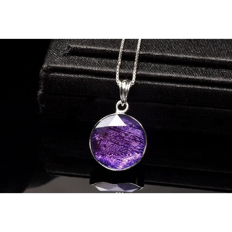 Silver925 ギベオン(メテオライト隕石) 16mm パープル 六芒星