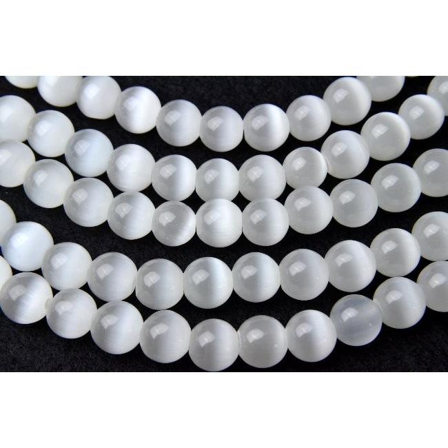 6mm「ホワイトキャッツアイ」 1連（約35cm） _R1601-6 ☆5000円以上