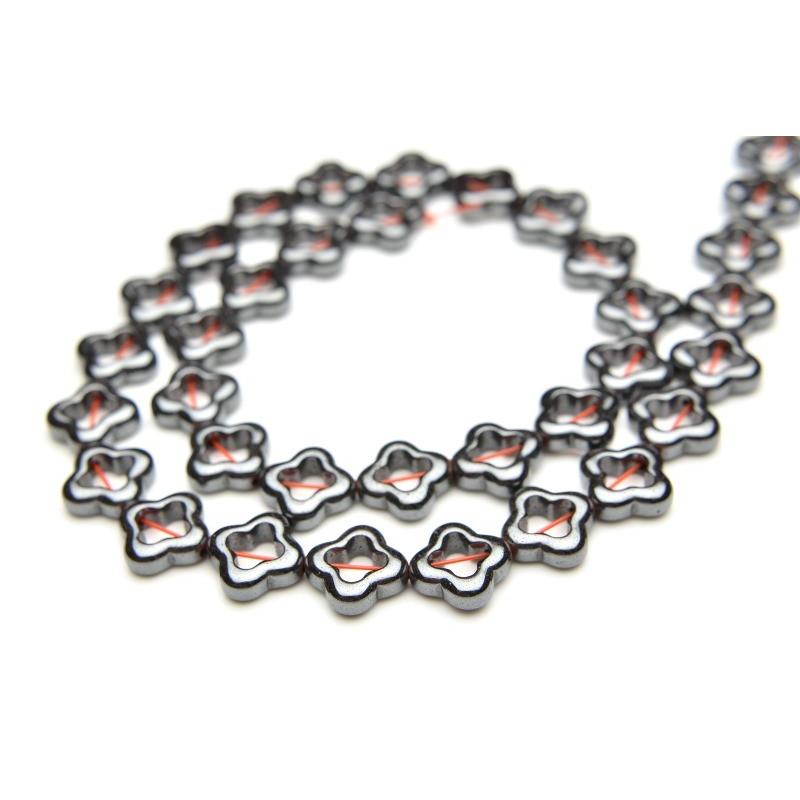 ヘマタイト クローバー 12mm 1連（約38cm）_R1735 ☆5000円以上 