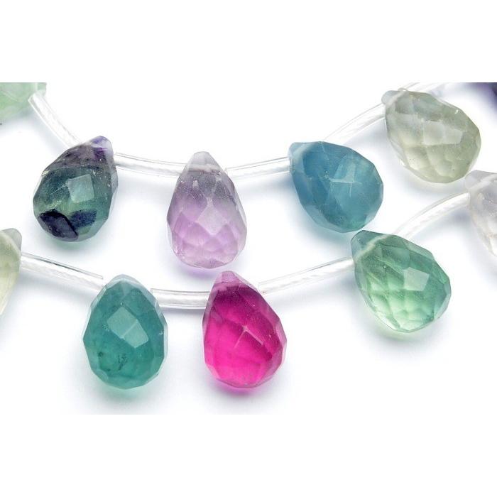 フローライト ドロップ ブリオレットカット 10x14mm 1連（約38cm 