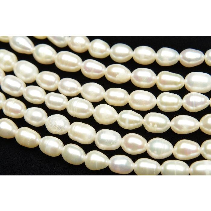 淡水真珠パール ライス ホワイト 4〜5mm １連（約35cm）_R1922-4