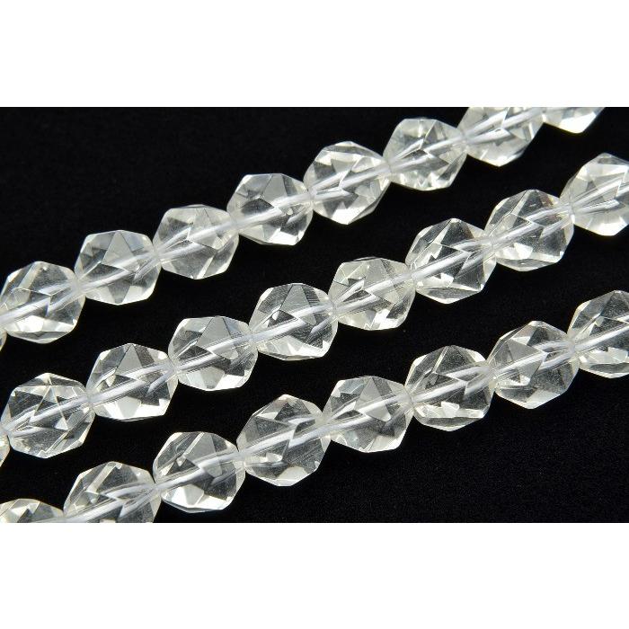 水晶クリスタルクォーツ スターカット 6mm 1連（約38cm）_R2028-6 