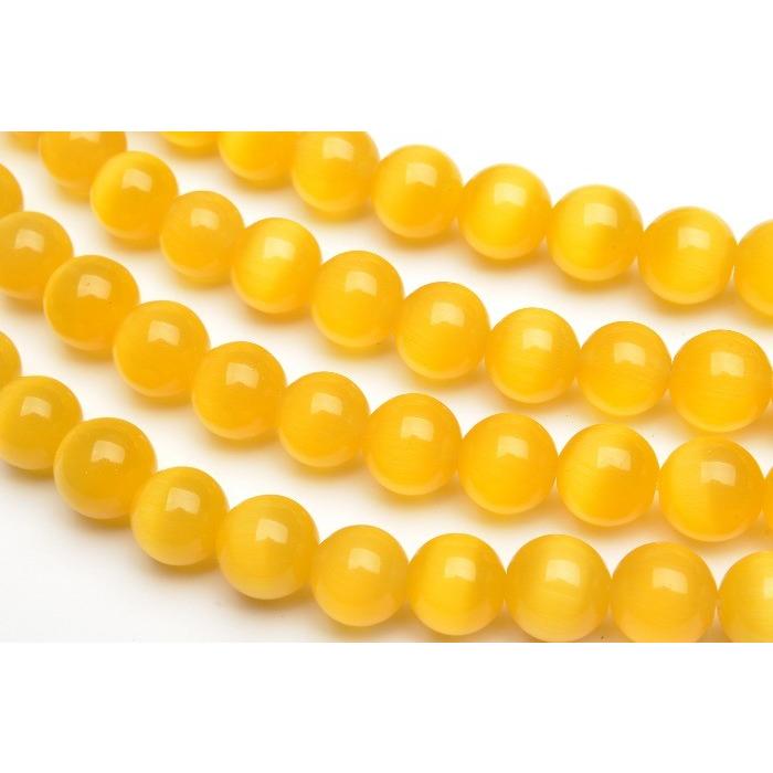 ★(ポメラブ！)キャッツアイツァボライト 6.5〜9ミリ珠ブレス①(SA) イエローキャッツアイ 6mm 1連（約35cm） R5003-6 ☆5000円以上