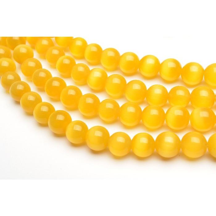 ★(ポメラブ！)キャッツアイツァボライト 6.5〜9ミリ珠ブレス①(SA) イエローキャッツアイ 6mm 1連（約35cm） R5003-6 ☆5000円以上